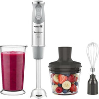 Moulinex QuickChef, Batidora de Mano 1000 W, Regulador de 10 Velocidad Turbo, 3 Accesorios para Picar y Montar y Vaso Medidor, Cúpula Antisalpicaduras, Acero Inoxidable, DD655D