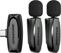 DYNASONIC DM-Pro 02 Pack (2ª Generación) 2 Microfonos Inalambrico Profesional Android Tipo C. Micrófono de Solapa Lavalier para Movil (2,4GHz) Facebook Tiktok Video Vlog Youtube.