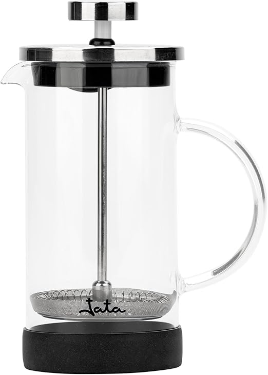 Jata HOGAR HCAF1135 - Cafetera Francesa. Prensa Francesa. Cafetera émbolo. Tetera y Espumadora. 350 ml. Vidrio Borosilicato. Resistente al calor. Filtro acero inoxidable. Cafés, infusiones, espumas