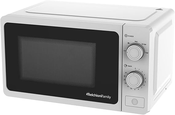 Melchioni Family Forno Microonde con Grill 20L, ONDA, Forno a Microonde Multifunzione, Microonde Piccolo 800W, Regolazione Manuale, Funzione Grill, Timer 1-35 Min, Dimensioni 45,1x31,9x25,4 cm