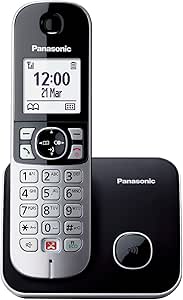 Panasonic Dual Micro/Nano, KX-TG6851GB - Teléfono inalámbrico (hasta 1.000 números de teléfono, tamaño de Fuente Claro, oyente Fuerte, Manos Libres dúplex Completo), Color Negro y Plateado
