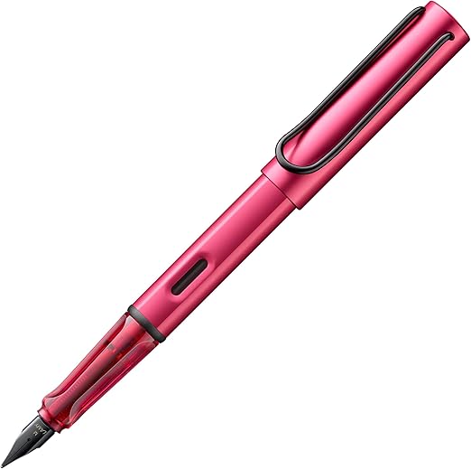 Lamy AL-star D09 Pluma estilográfica ligera de aluminio en fiery con mango ergonómico y plumín de acero pulido, ancho de trazo extrafino, incluye cartucho de tinta T 10 azul