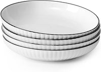 NUTRIUPS 20cm Juego de 4 Cuencos para Pasta, 600ML Cuencos Pequeños para Pasta, Platos de Cerámica para Pasta, Cuencos Blancos para Pasta para Cocina - Aptos para Microondas y Lavavajillas