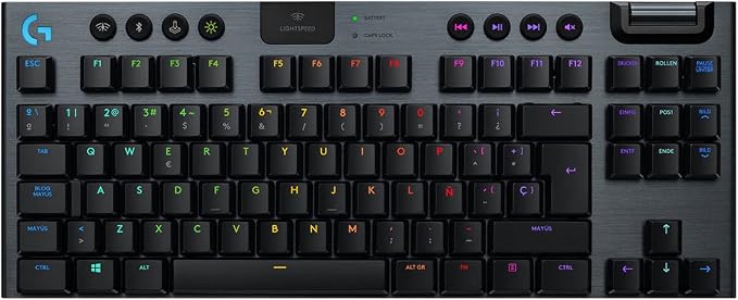 Logitech G G915 LIGHTSPEED TKL Teclado Gaming Mecánico Inalámbrico con teclas GL-Táctil de bajo perfil, LIGHTSYNC RGB, Diseño ultra delgado, 40 Horas duración de Batería, Disposición QWERTY ES - Negro