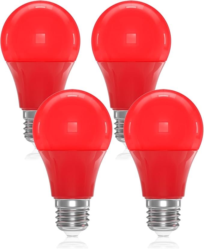 DoRight 9W Rojo Bombillas LED E27, 9W A60/A19 Bombilla de Luz de Color E27 Rojo Lámpara de Filamento 60W Equivalente Incandescente para Hogar Fiesta Bar Navidad Decoración Iluminación (4-Pack)