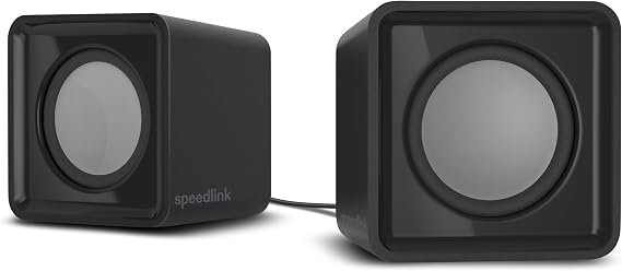 Speedlink TWOXO Stereo PC Speaker - aktive PC Lautsprecher mit 3,5mm Klinkenstecker, 10W, kleine PC Boxen für Desktop, Notebook, Laptop, kabelgebunden, schwarz