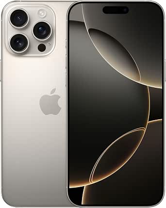 Apple iPhone 16 Pro MAX de 256 GB: Smartphone 5G con Control de Cámara, grabación en 4K a 120 f/s con Dolby Vision y un Gran Salto en autonomía. Compatible con los AirPods; Titanio Natural