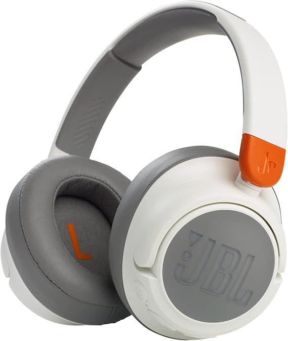 JBL JR460 NC Auriculares inalámbricos Over Ear portátiles con Bluetooth y cancelación de ruido, para niños, hasta 20 horas de duración y una carga rápida, blanco