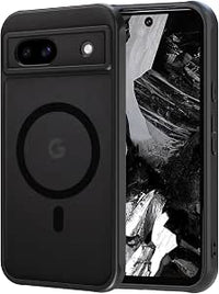 AOMYKE Funda Magnética para Google Pixel 8a, [Compatible con Magsafe]，Carcasa Translúcida Mate Trasera Fina PC+TPU Parachoques Antigolpes Caso - Negro
