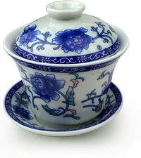 vv8oo Gaiwan - Taza de té china de 5.5 onzas de porcelana Qinghua (peonía)