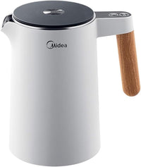 Thumbnail for Midea Hervidor de Agua Electrico con Control Temperatura 1,5L, 2200W, Kettle con indicador de temperatura y Asa de Madera, Libre de BPA con Base 360°, Doble Pared, Acero Inoxidable Interno, Blanco