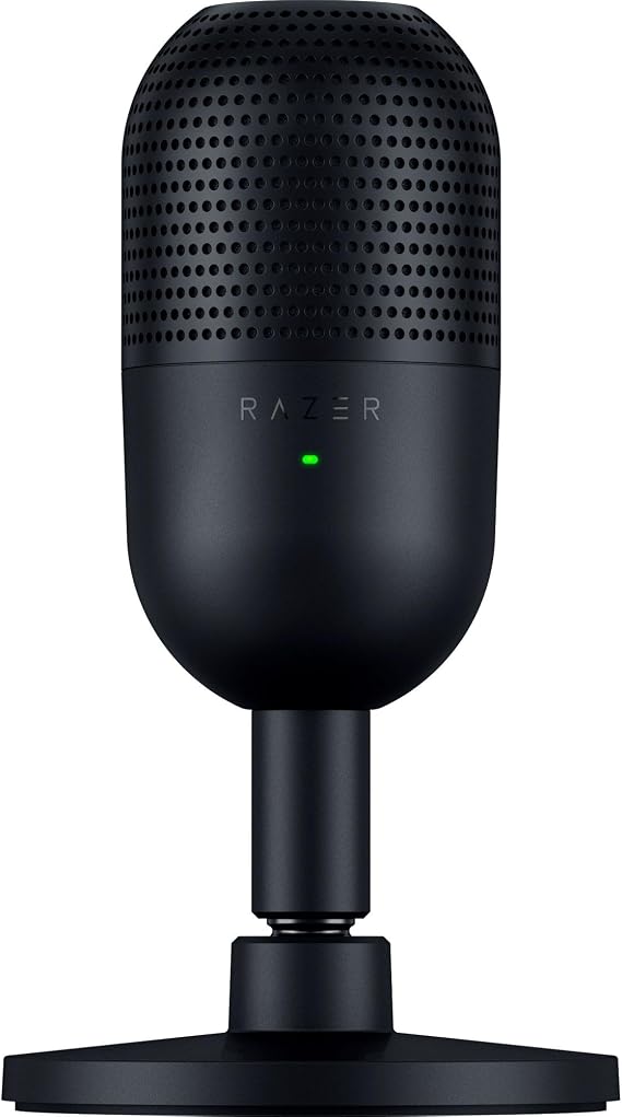 Razer Seiren V3 Mini - Micrófono USB ultracompacto - micrófono de condensador de 14mm (patrón de captación supercardioide, sensor Tap-to-Mute con indicador LED, amortiguador incorporado) Negro