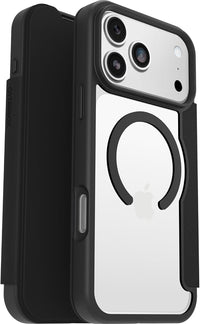 Otterbox React Series Folio MagSafe Funda para iPhone 17 Pro MAX, Resistente a Golpes y caídas, Soporte para Tarjetas,Testada según los Estándares Militares, Transparente/Negro