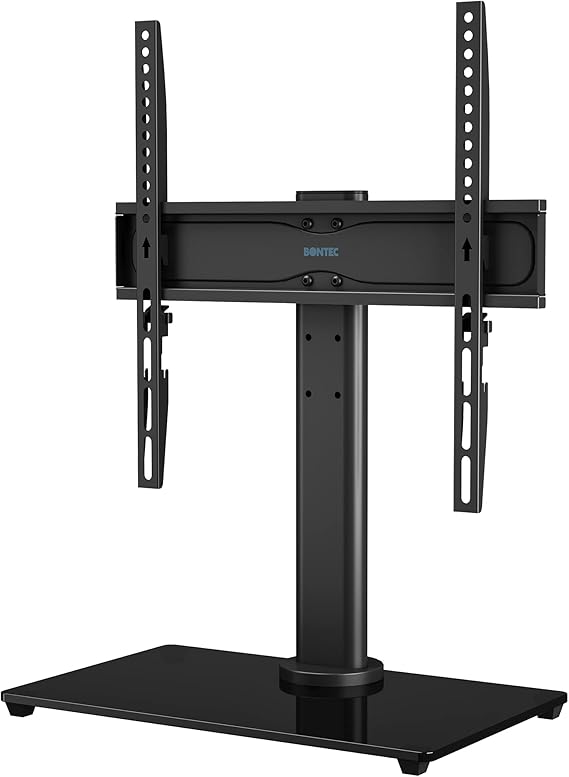 BONTEC Soporte TV Pie Universal para Pantalla de 26-55 Pulgadas de LED/LCD/Plasma/Curva/Plana, Soporte Pie TV con Solo Toque Giratorio y Ajuste de Altura, hasta 40kg, Máx. VESA 400x400 mm