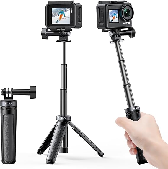 AKASO Mini trípode, Palo Selfie Accesorios Compatible con AKASO Action CAM/GoPro Hero12/11/10/9/8/7/Max/DJI Osmo Action Camera