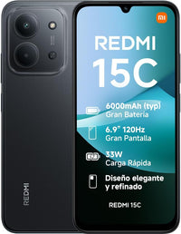 XIAOMI REDMI 15C Smartphone de 4+256GB Negro Pantalla de 6,9