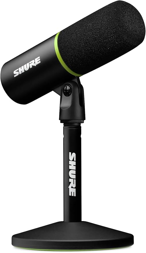 Shure MV6 Microfono par Juegos, Micrófono USB dinámico para PC para Juegos y Streaming - Soporte de Sobremesa de Base Redonda, Cancelación de Ruido de Fondo, Tap-to-Mute, 3.5mm Salida