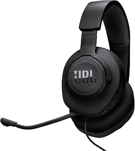 JBL Quantum 100M2 cascos circumaurales para gaming, JBL QuantumSOUND Signature, cable de audio de 3.5 mm, compatibles con múltiples plataformas, micrófono desmontable, función de silencio, negro