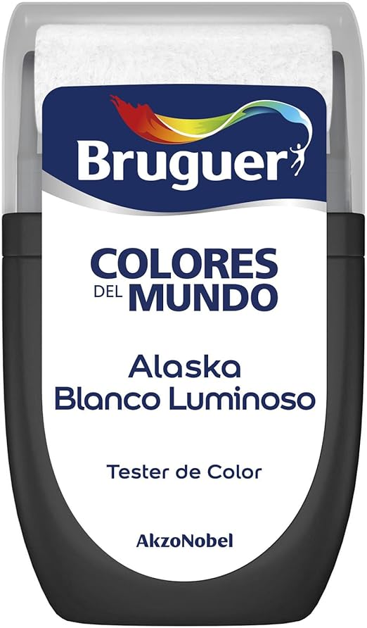 Bruguer Tester Rodillo Pintura para paredes Colores del Mundo Alaska Blanco Luminoso 30 ml – para probar y retocar el color fácilmente