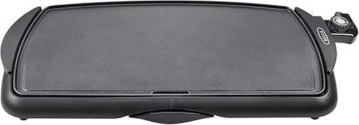 bella Plancha Eléctrica de Cerámica de Titanio Antiadherente, Gran Superficie de Cocción Sumergible y Bandeja Grasa Extraíble, Temperatura Regulable, Sin PTFE y PFOA, 27cm x 51cm, Negro