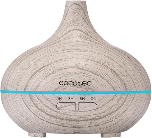 Cecotec Humidificador Ultrasónico con Difusor de Aromas Pure Aroma 300 Yang White. Depósito de hasta 300ml, 7 Colores LED Ajustables, Temporizador 10h, Ultrasilencioso, Función de Aromaterapia