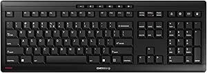 CHERRY STREAM KEYBOARD WIRELESS, Teclado Inalámbrico, Distribución de Teclado Europeo (QWERTY), Radiofrecuencia de 2,4 GHz, Teclas Silenciosas, Diseño Plano, Funciona con Pilas, Negro