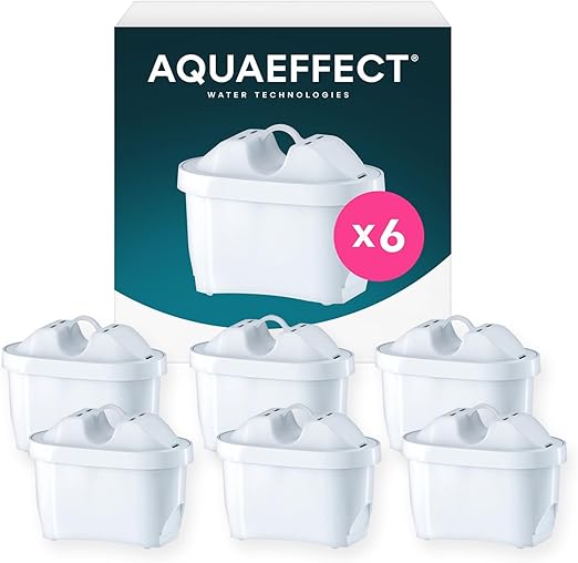AQUAEFFECT MAX+ Cartuchos de Filtro de Agua (6) - Compatible con las Jarras Ovaladas Brita ®