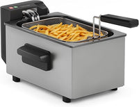 Tristar Freidora de Acero Inoxidable, 3L de Capacidad, Termostato Regulable hasta 190°C, Zona Fría, Partes Aptas Lavavajillas, Carcasa Fría al Tacto, FR-9326