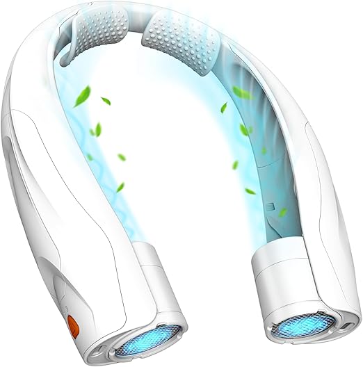 Smilfree Ventilador de Cuello Personal Portátil: 6000 mAh Recargable Silencioso para Camping, Viajes, Oficina (Blanco)