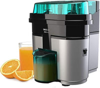 Cecotec Exprimidor Naranjas eléctrico EssentialVita Twice Black. 90 W, Doble Cabezal y Cortador, Filtro para Pulpa, Vaso 500ml, Piezas aptas para lavavajillas