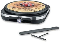 SEVERIN Crepera eléctrica, crepera profesional para crepes dulces y salados, con plancha grande extraíble de 38 cm, aprox. 1500 W, acero inoxidable cepillado/negro, CM 2199