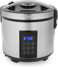 Tristar Arrocera Y Vaporera XL (2,2 L), Función Mantener Caliente 24 H, 7 Programas, Panel Digital, Temporizador, Para 8–10 Personas, Libre De BPA, Incl. Accesorios, Plata, RK-6138