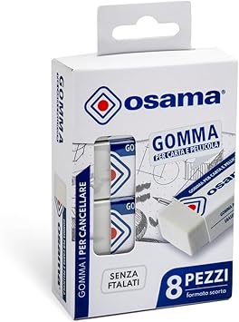 OSAMA - Gomme da Cancellare Set da 8 Pezzi per Cancelleria Scuola Ufficio Università e Cartoleria, Gomma da Cancellare per Materiale Scolastico e Cose per la Scuola, Gomma Matita Rifinisce Nitidamente