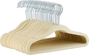 Amazon Basics Perchas de Terciopelo Antideslizante para niños y bebés, 29,46 cm, Paquete de 50, Beige