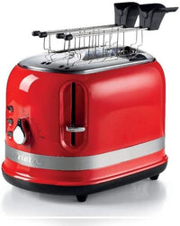 Thumbnail for Ariete 149 Rojo Tostadora 2 rebanadas moderna con pinzas, expulsión automática, cajón recogemigas función descongelación y calefacción, 6 niveles de tostado, 800 W, plástico