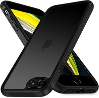 ivoler Funda Mate Negro para iPhone SE 2022/2020 (3. / 2. Generación) / iPhone 8/7, [Protección Lente Cámara] [Protección Militar] Carcasa Protectora Antigolpes Trasera Translúcida Silicona Case