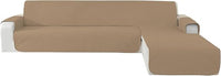 YSTELLAA Funda Sofa Chaise Long 4 Plazas, Café Claro