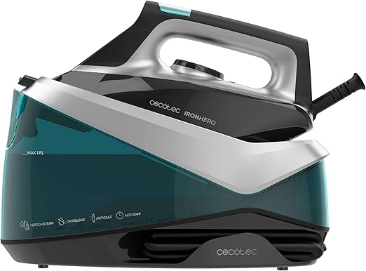 Cecotec Centro de Planchado Horizontal IronHero H-2800 Station. 2800W, Vapor 135g/m, Golpe 360g/m, Suela Cerámica, Antical, Auto Off, Precisión, Ajuste Temperatura, Sin Interrupciones, Eficiencia