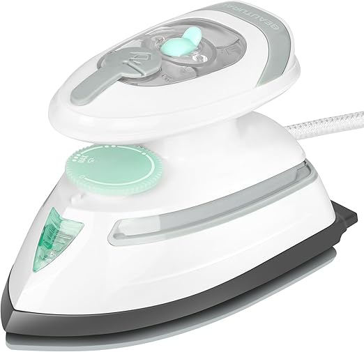 BEAUTURAL Plancha Ropa, Mini Plancha de Vapor de Viaje con Doble Voltaje (100~127V/220~240V), Suela Antiadherente, Ideal para Planchar, Costura, Quilting y Manualidades