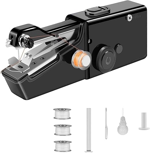 YwuLy Máquina de coser a mano, mini máquina de coser portátil, inalámbrica, eléctrica, con accesorios de costura para principiantes, adecuada para costura, para ropa, telas, cutains,viaje en el hogar