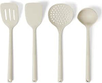 Amazon Basics Cucchiai e Mestoli da Cucina in Silicone, Set di 4 piezas, Impugnatura Morbida, sin BPA, Lavabili in Lavastoviglie, Grigio Lino