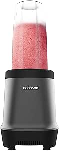 Cecotec Batidora de vaso individual Nutriblender Fusion, Potencia 1000 W, 6 Cuchillas Recubrimiento Titaneo Negro, Smothies, Batidos y Zumos, 2 Vasos portátiles 900 y 500ml, Pica Hielo