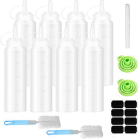JJZGPP Squeeze Botellas de plástico, 8 unidades, 250 ml, con tapas, sin BPA, sin fugas, para pintar, hornear, ketchup, salsa afilada, aceite de oliva, botella de salsa