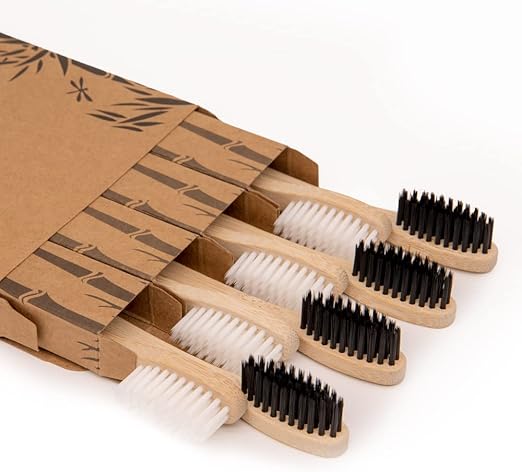 Cepillo de dientes de bambú de cerdas suaves, Cepillo de dientes de madera biodegradable natural ecológica orgánico vegano, 8 cepillos de dientes