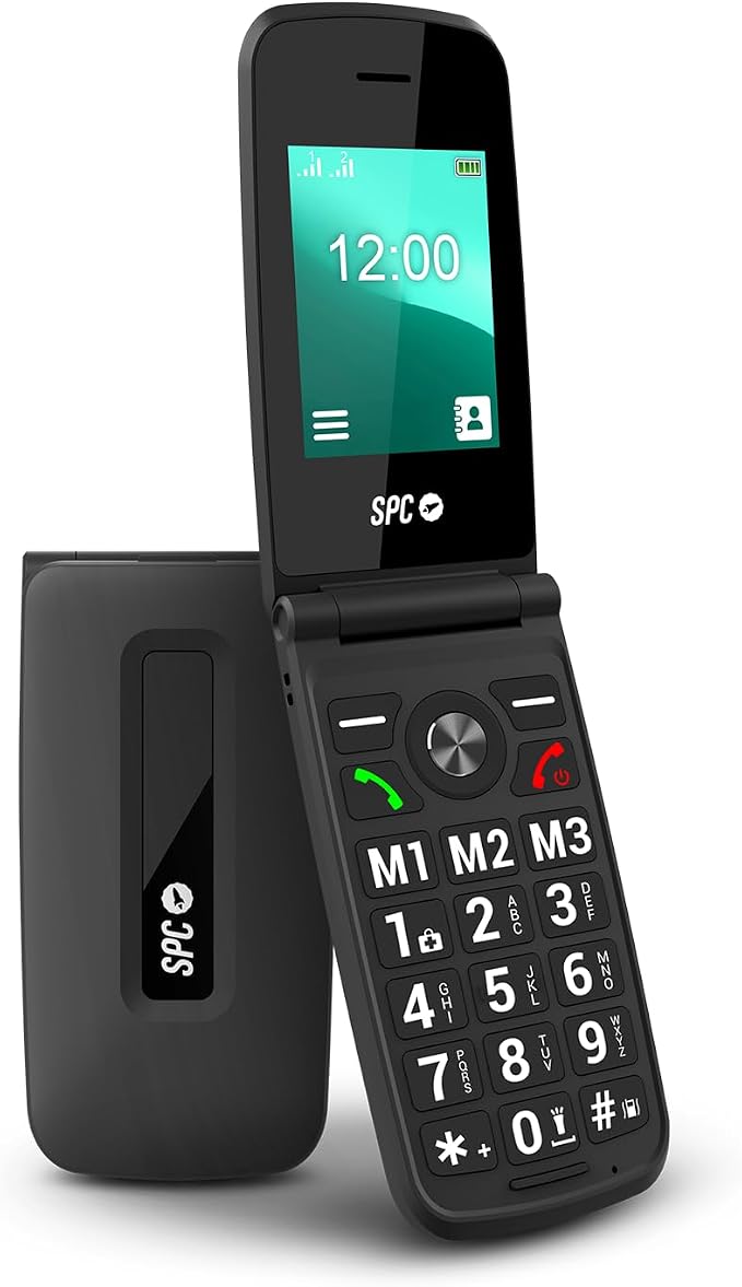 SPC Titan - Teléfono móvil de Tapa para Mayores con Teclas Grandes, Negro