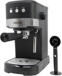 Jocca – Cafetera Espresso 20 Bares con Vaporizador | 1100W | Depósito 1,25L Desmontable | Metal | Color Negro | Preparación de 1 o 2 Tazas
