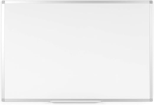 BoardsPlus - Pizarra blanca magnética con marco de aluminio y bandeja, 120 x 90 cm