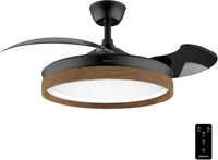 Cecotec Ventilador de Techo con Luz Energysilence Aero 4320 Invisible Wood&negro. 35W, 6 Velocidades, Aspas Retráctiles, Mando A Distancia, Temporizador, Luz Integrada, Intensidad Lumínica Regulable