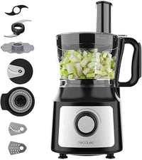 Cecotec Procesador de Alimentos Comino 1000. 1000 W, 2 Velocidades y Pulse, Bowl de 2L, 3 Discos de Corte, Cuchilla para Picar, Cuchilla para amasar, Exprimidor y Disco para Cremas