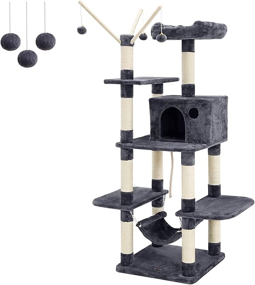 FEANDREA Árbol para Gatos, Rascador de Gatos, Color Antracita PCT86G